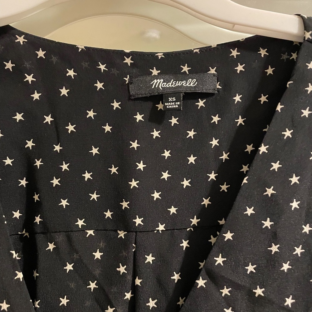 MADEWELL Silky Black Blouse with Stars